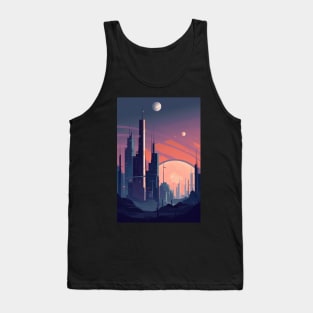 Futuristic City Skyline Art Print | Abstract Geometric Digital Design Tank Top